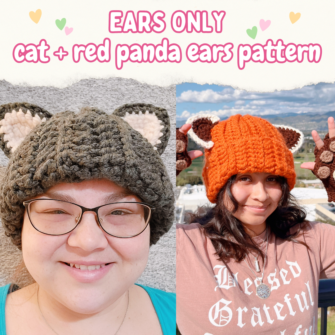 6-in-1 Animal Ear Beanie Crochet Pattern Bundle
