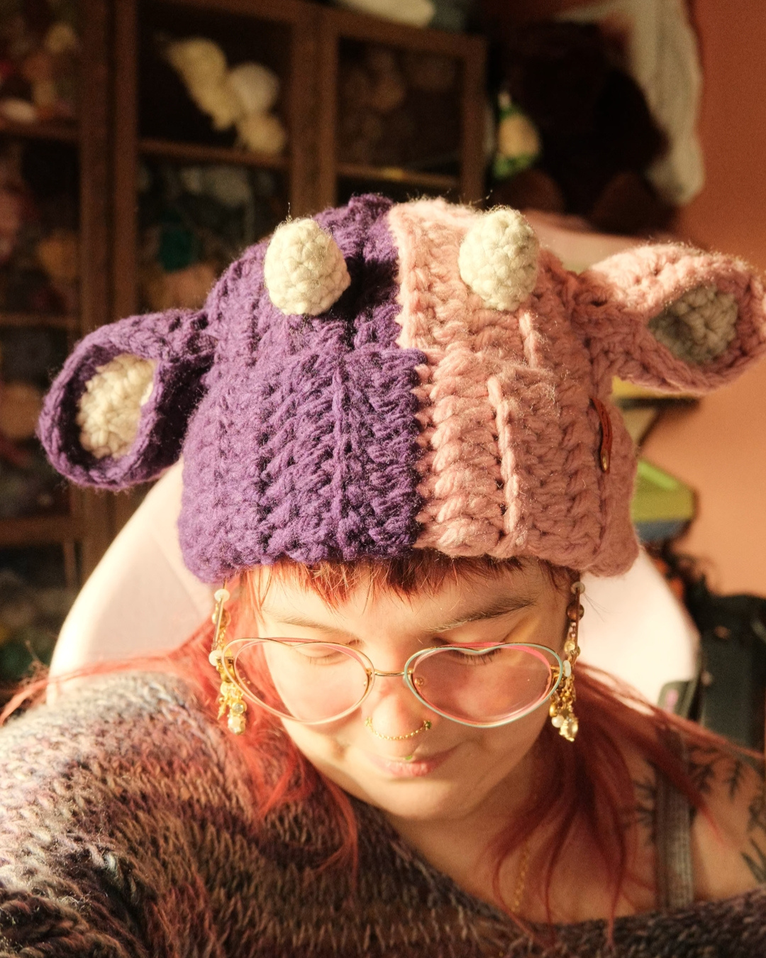 READY-TO-SHIP: Berry Split | Cow Beanie