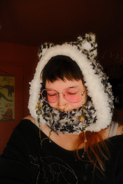 READY-TO-SHIP: Flurry | Fur Snow Leopard Hood