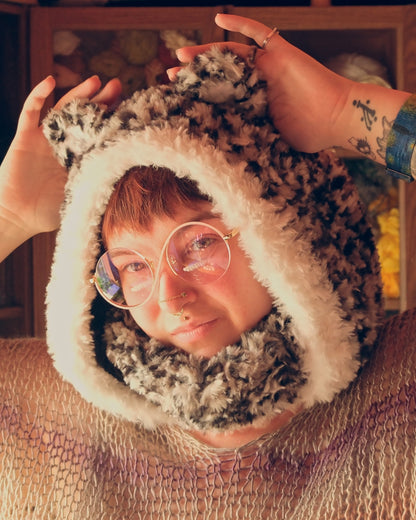 READY-TO-SHIP: Flurry | Fur Snow Leopard Hood