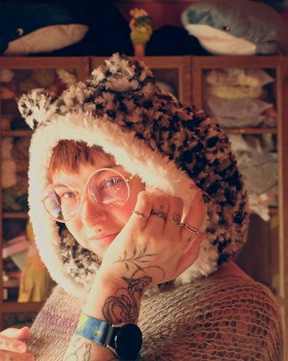 READY-TO-SHIP: Flurry | Fur Snow Leopard Hood