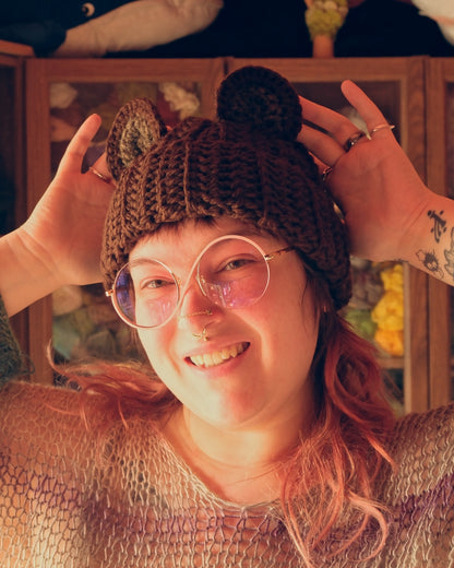 READY-TO-SHIP: Mocha | Bear Beanie