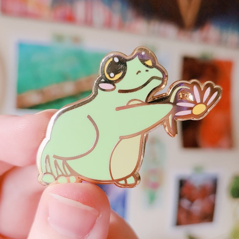 Flower Froggy | Squidge the Frog Enamel Pin